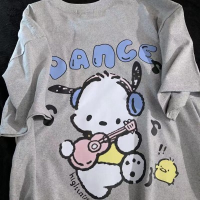 【100%纯棉】现货韩式新款短袖印花图案T恤加大码男女皆宜加大码T恤宽松女式Baju Perempuan Murah Dai Chung